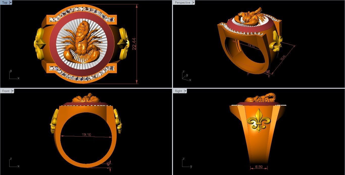 Scorpion ring  3D print model_2