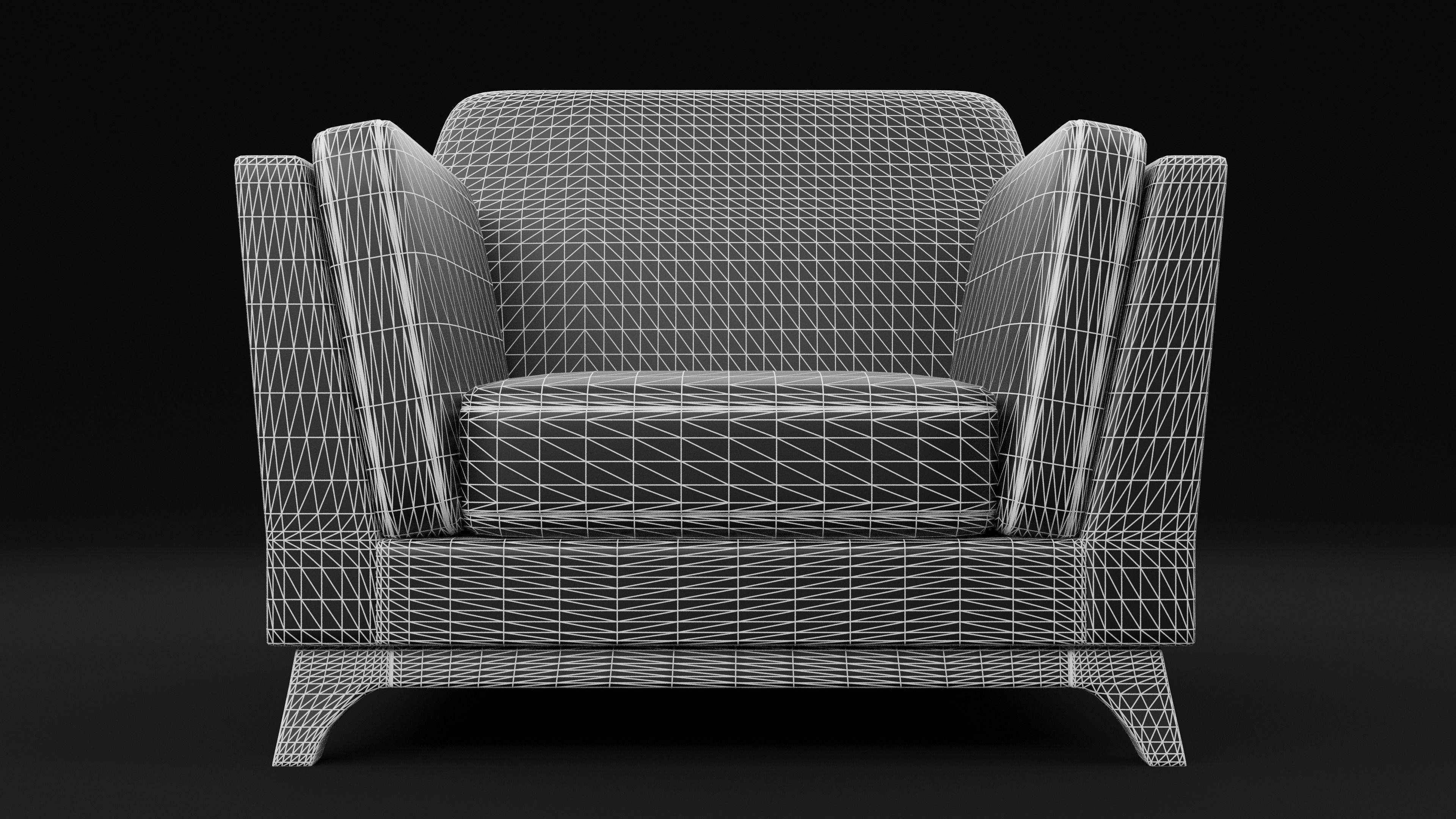 New Boston 1 Seater Sofa Black Color Low-poly 3D model_8