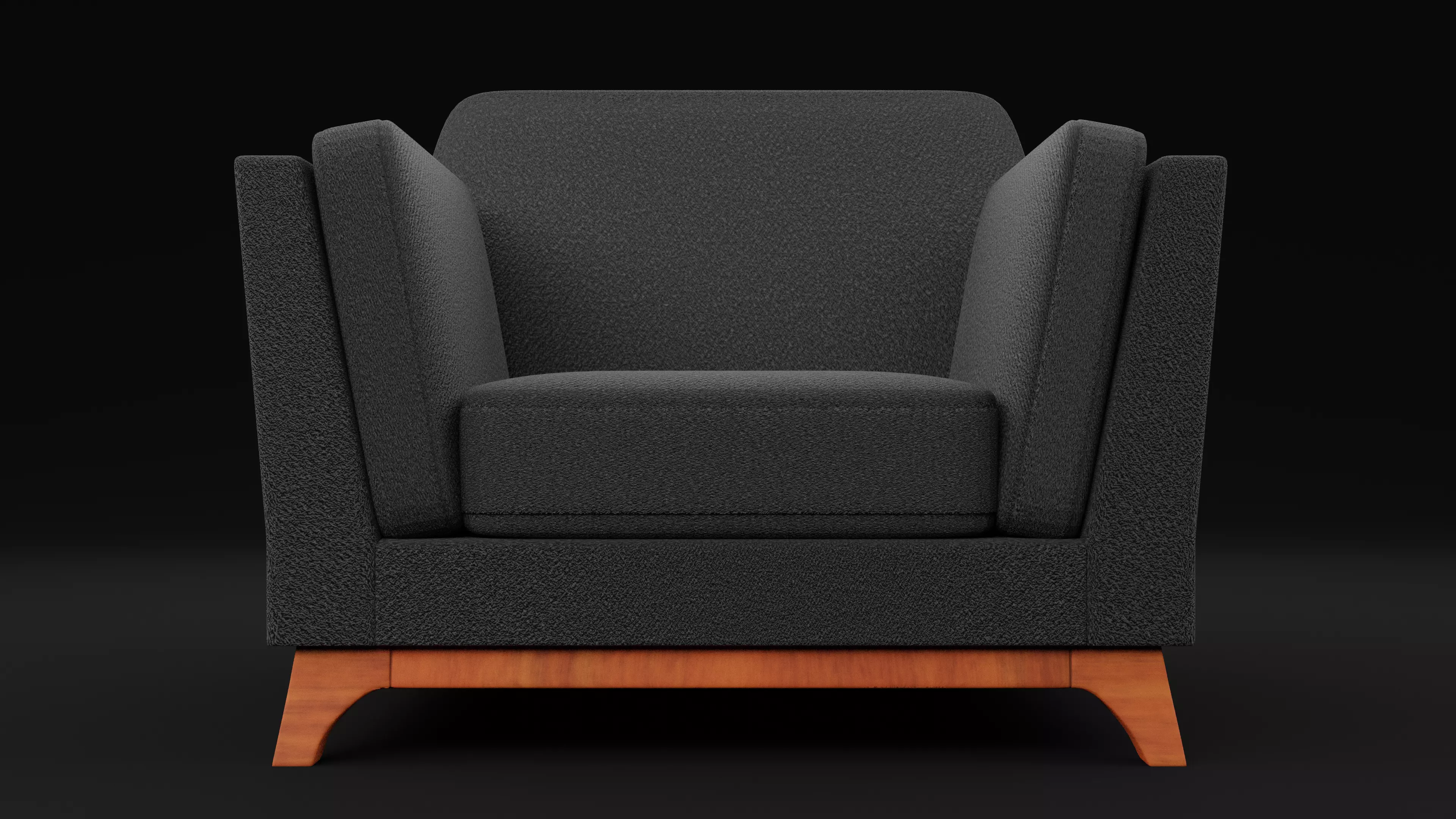 New Boston 1 Seater Sofa Black Color Low-poly 3D model_0
