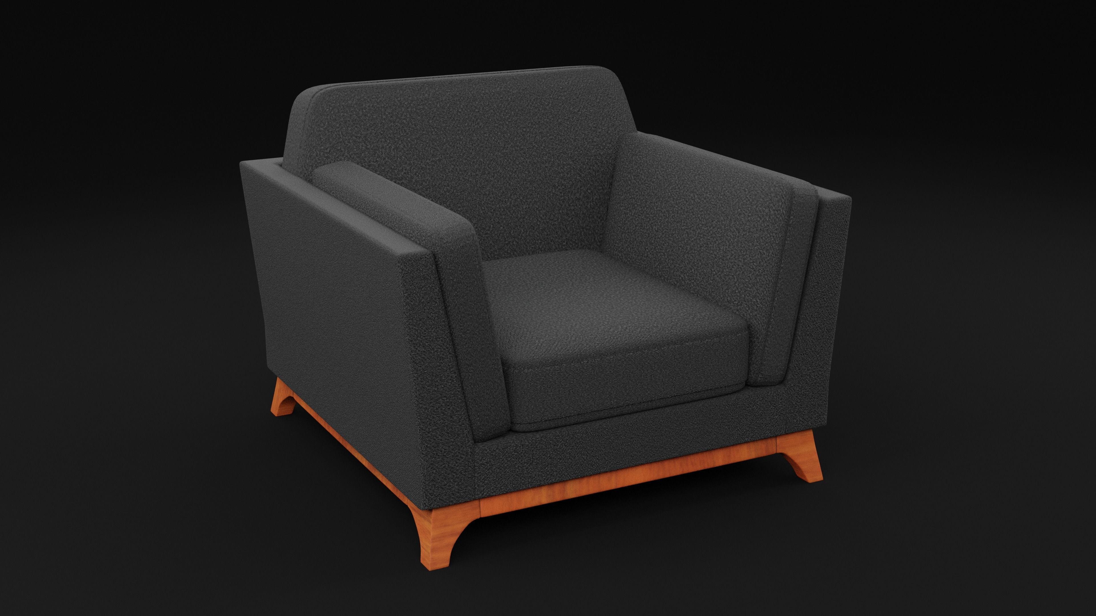 New Boston 1 Seater Sofa Black Color Low-poly 3D model_4