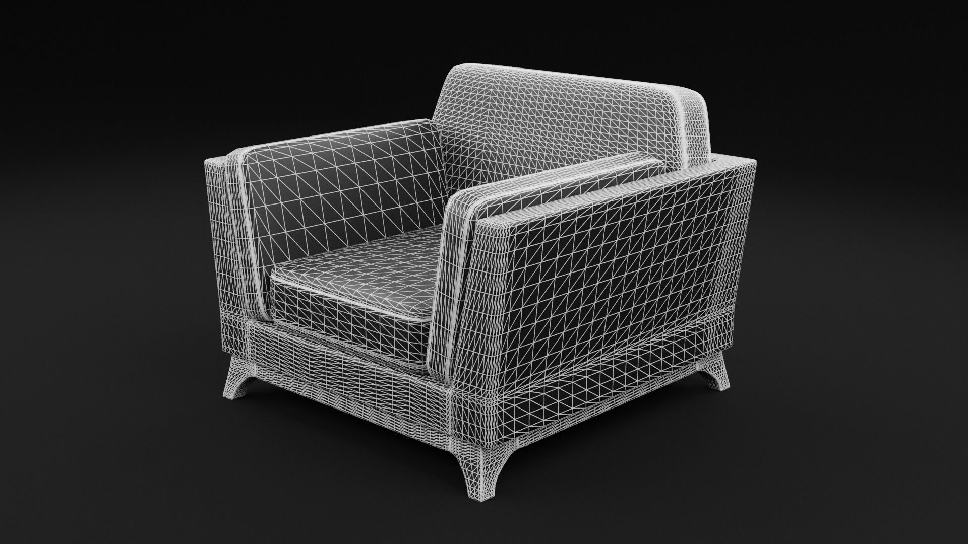 New Boston 1 Seater Sofa White Color Low-poly 3D model_6