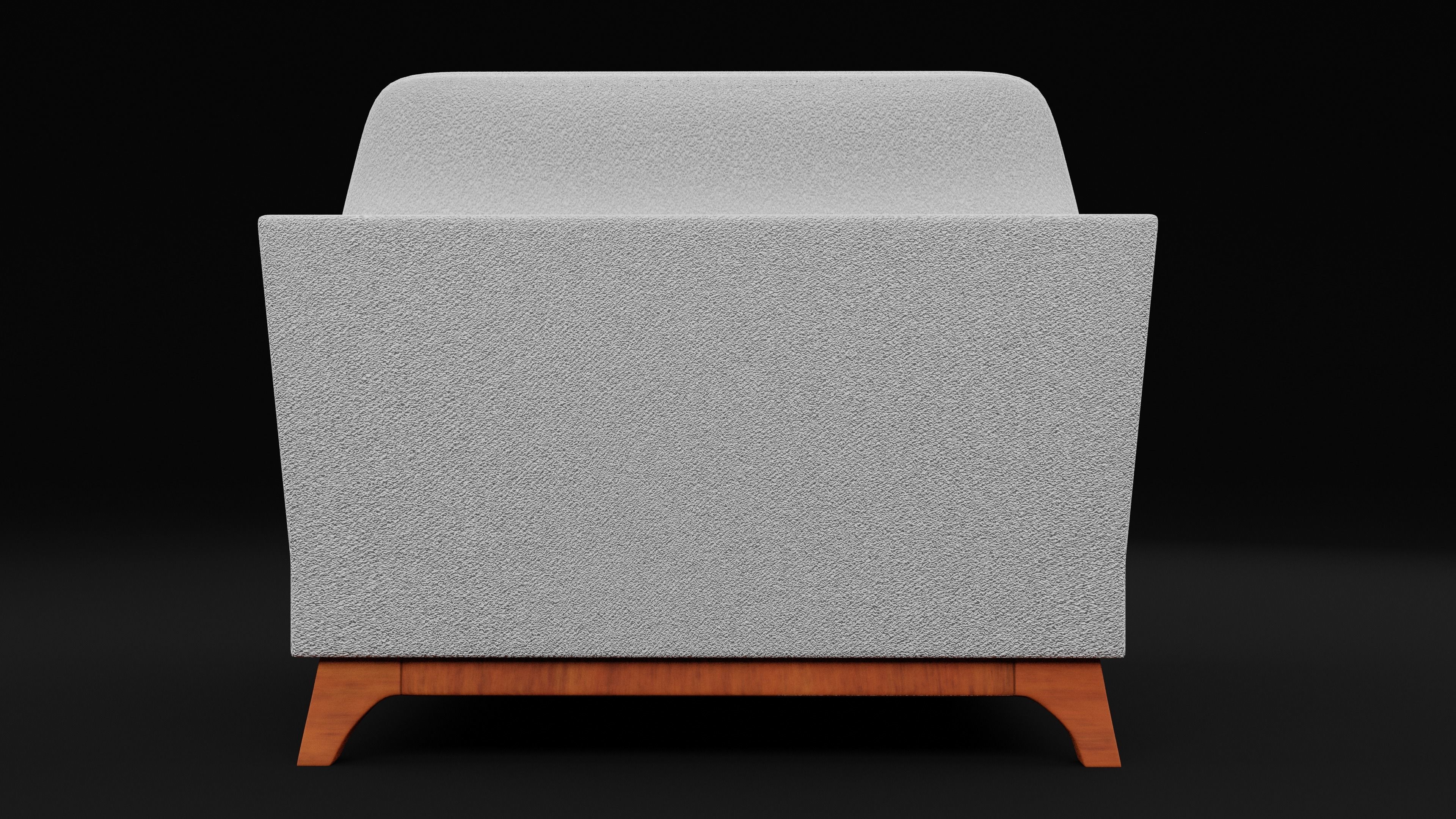 New Boston 1 Seater Sofa White Color Low-poly 3D model_1