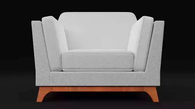 New Boston 1 Seater Sofa White Color Low-poly 3D model