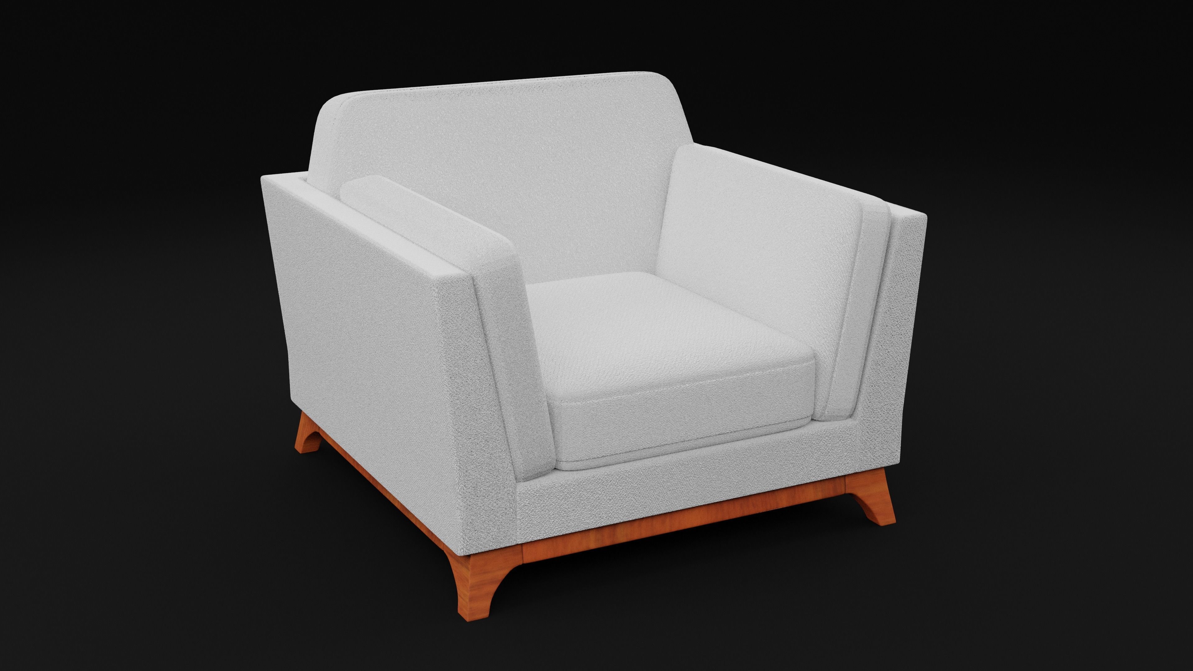 New Boston 1 Seater Sofa White Color Low-poly 3D model_4