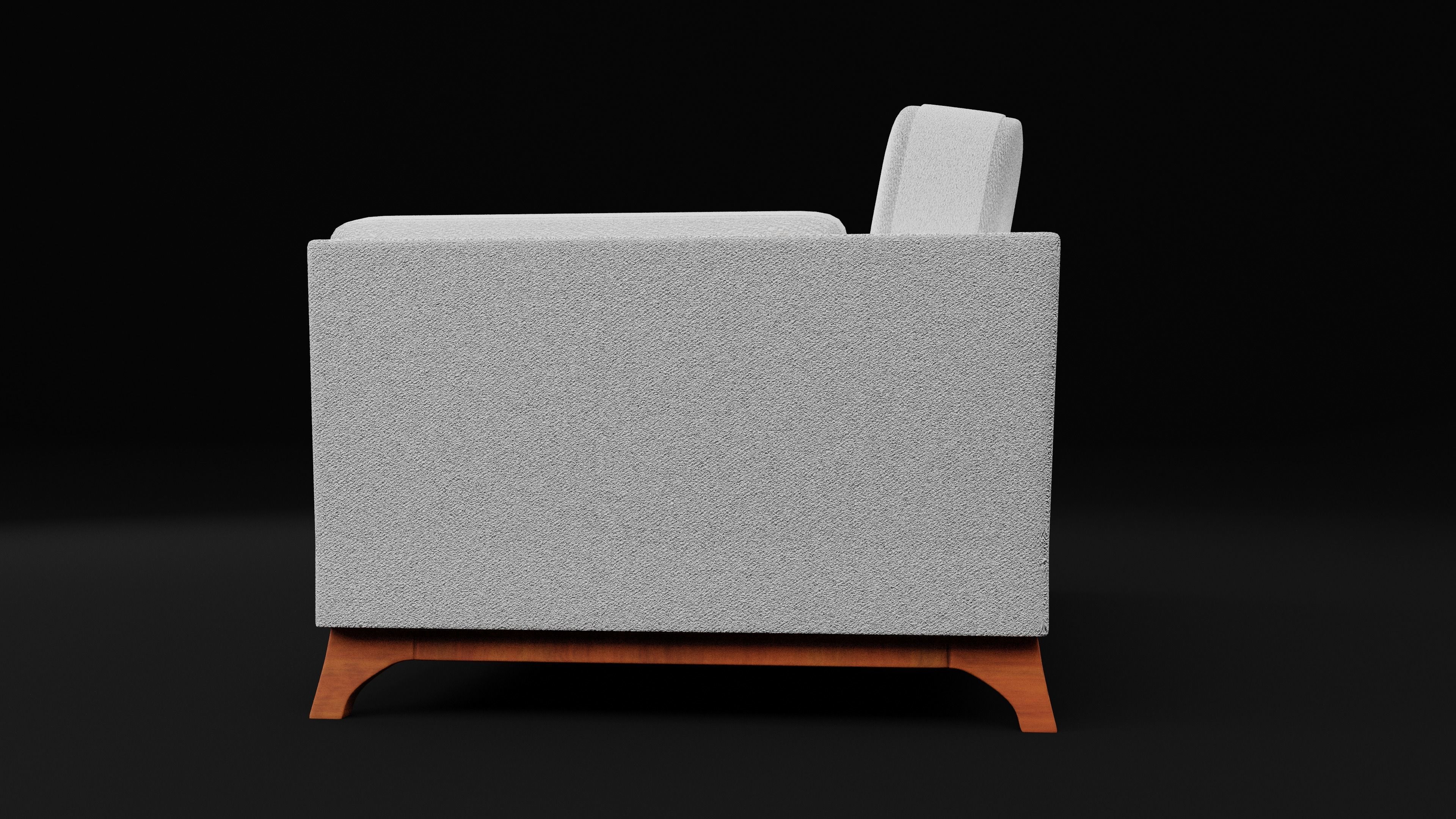 New Boston 1 Seater Sofa White Color Low-poly 3D model_3