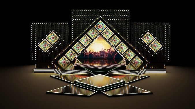 Entertainment Concert and Corporate Event Stage with Light Low-poly 3D model