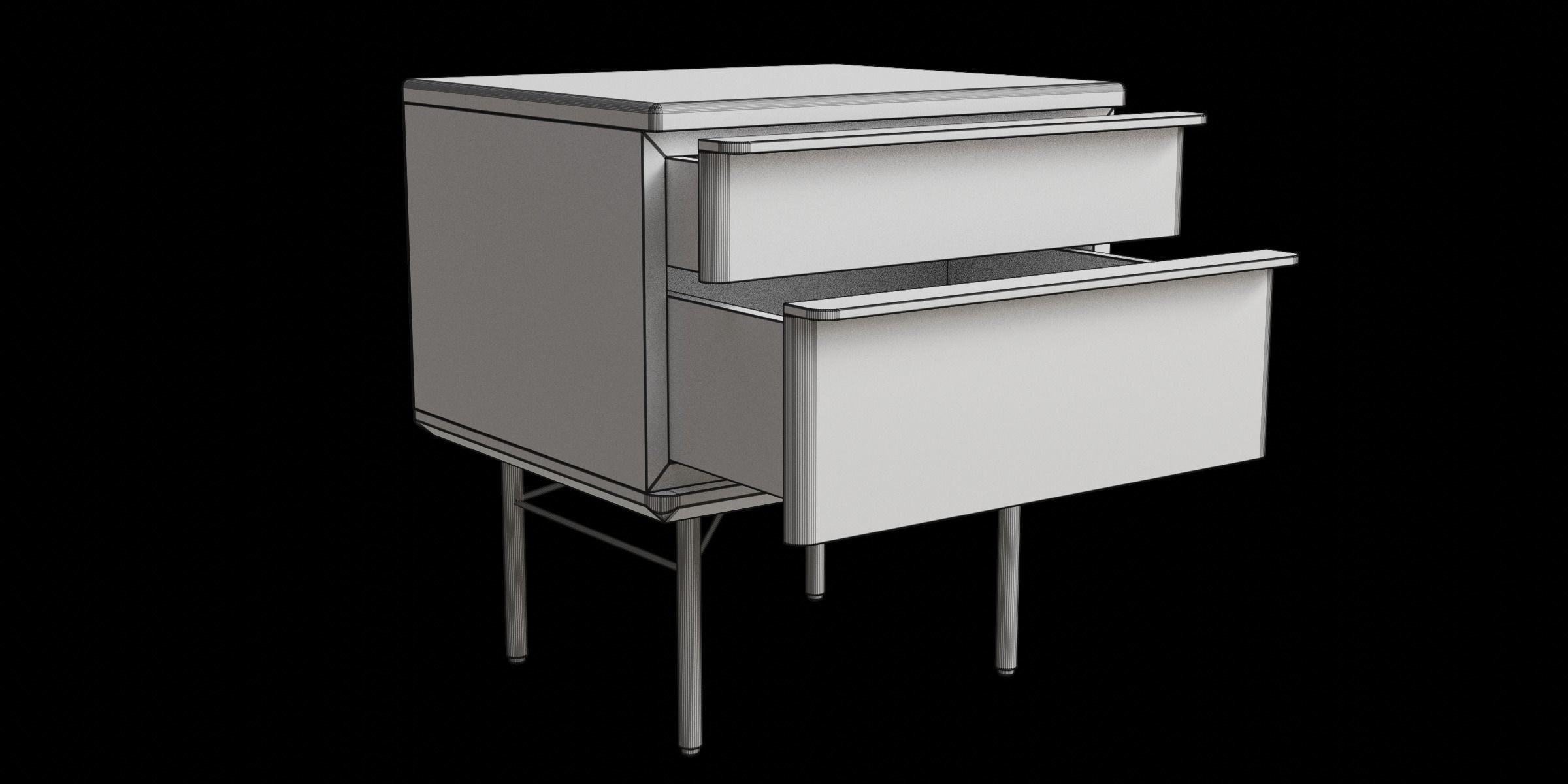 Petrol Blue Walnut Stain Bedside Table 3D model_3