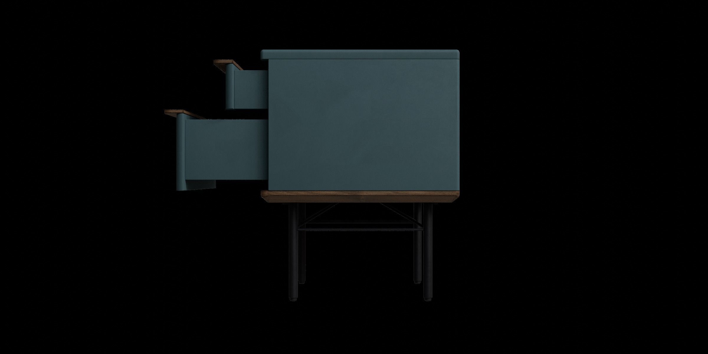 Petrol Blue Walnut Stain Bedside Table 3D model_8