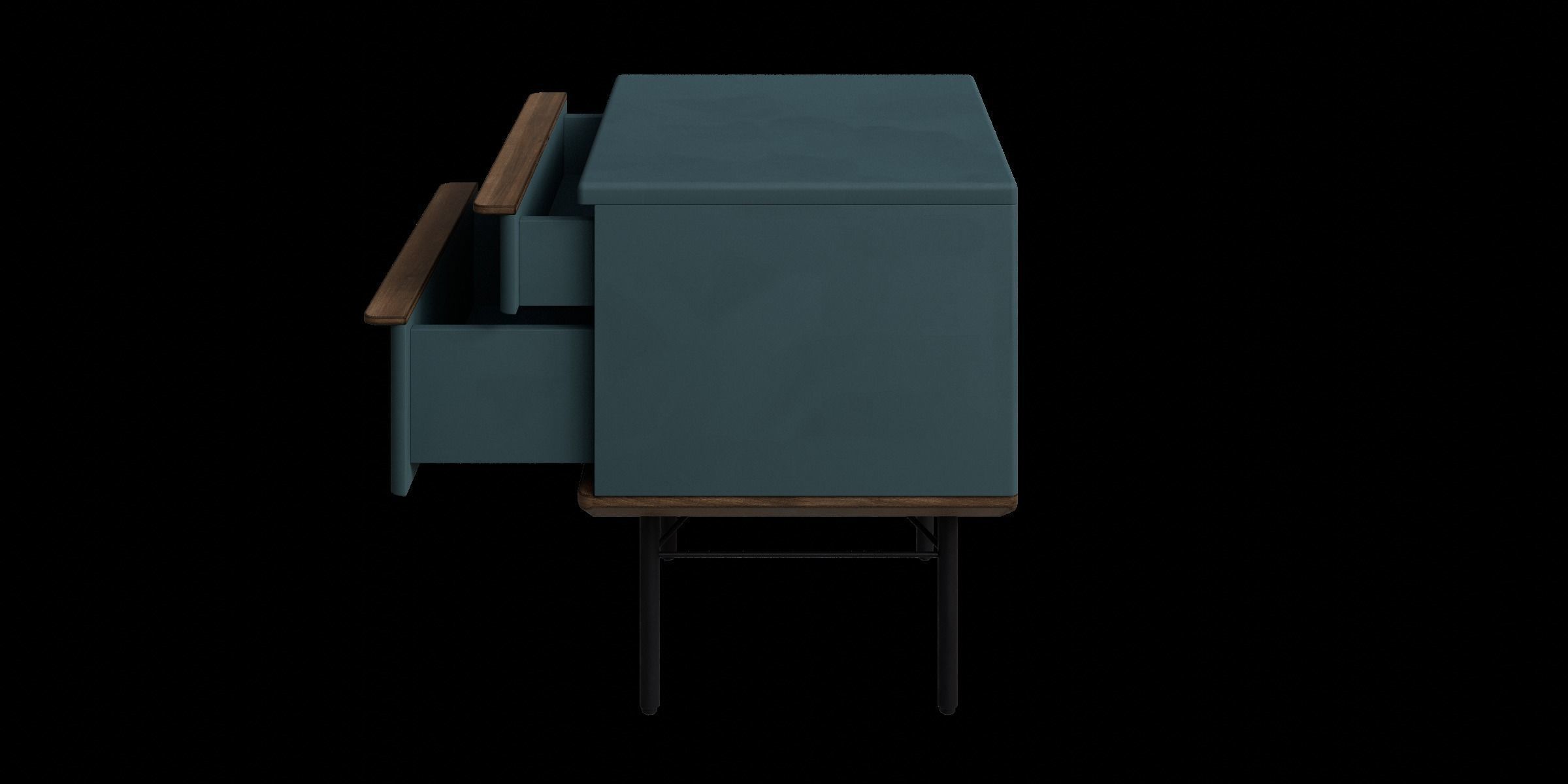 Petrol Blue Walnut Stain Bedside Table 3D model_12