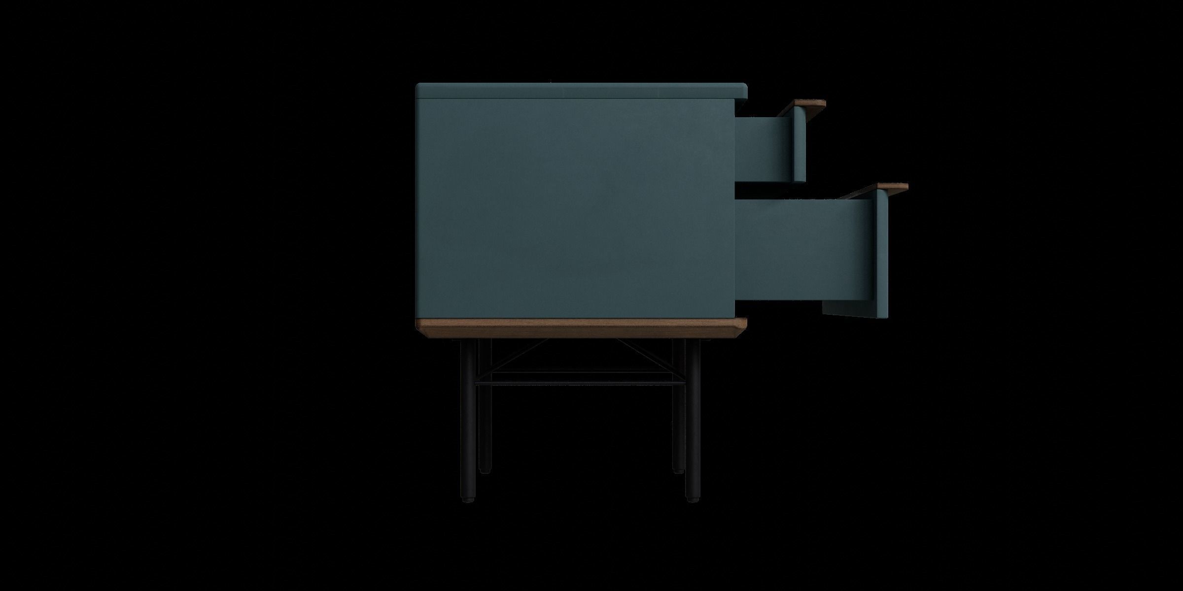 Petrol Blue Walnut Stain Bedside Table 3D model_6