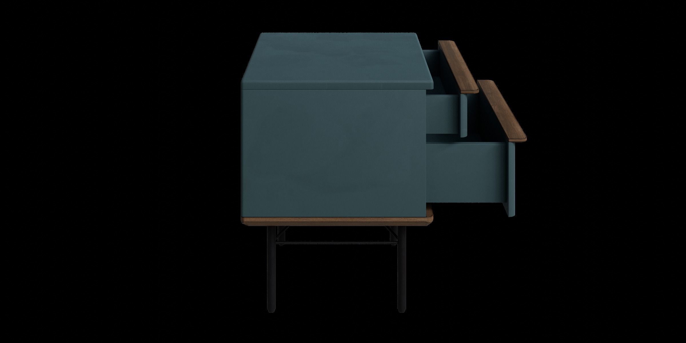 Petrol Blue Walnut Stain Bedside Table 3D model_10