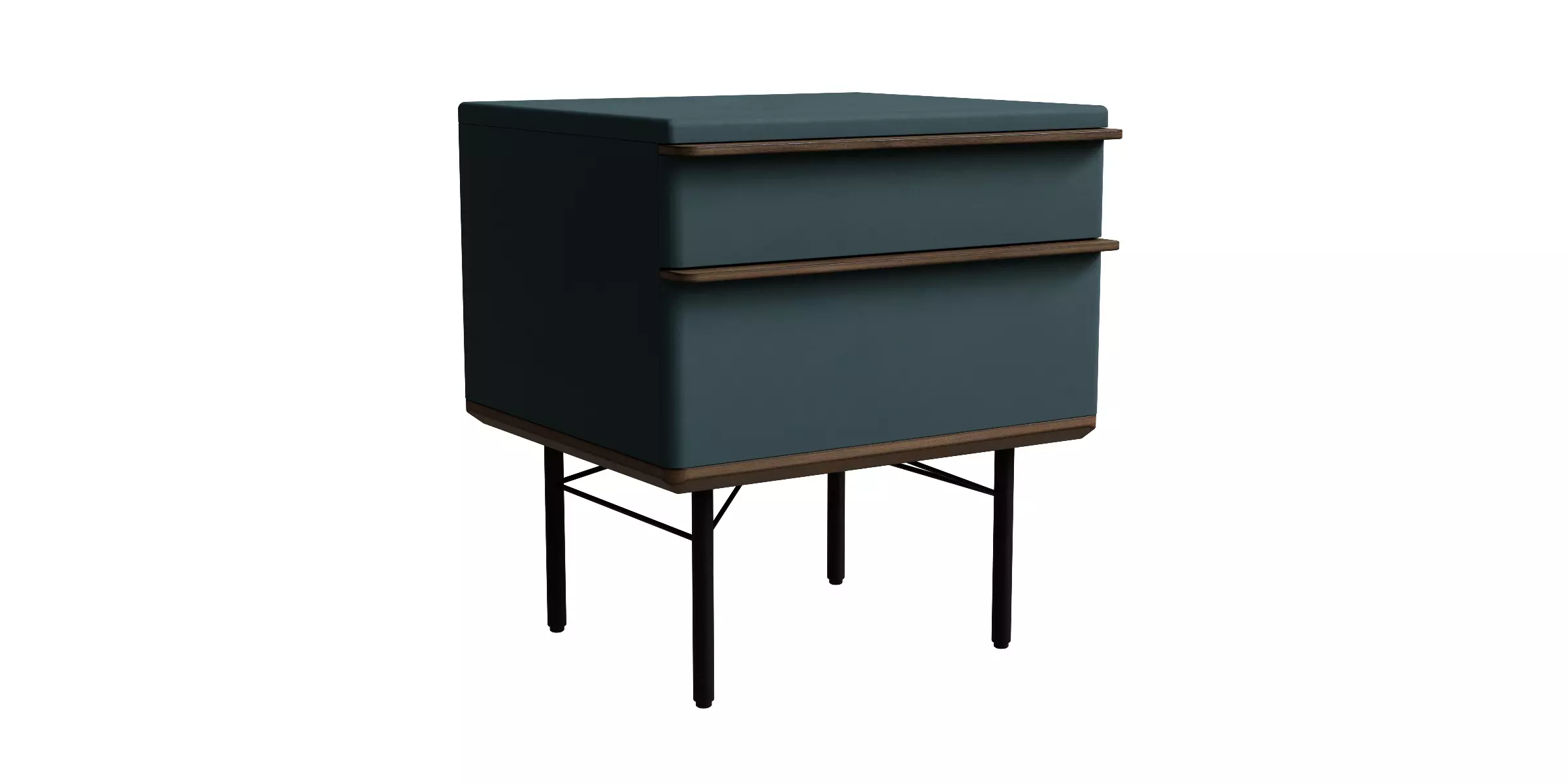 Petrol Blue Walnut Stain Bedside Table 3D model_0