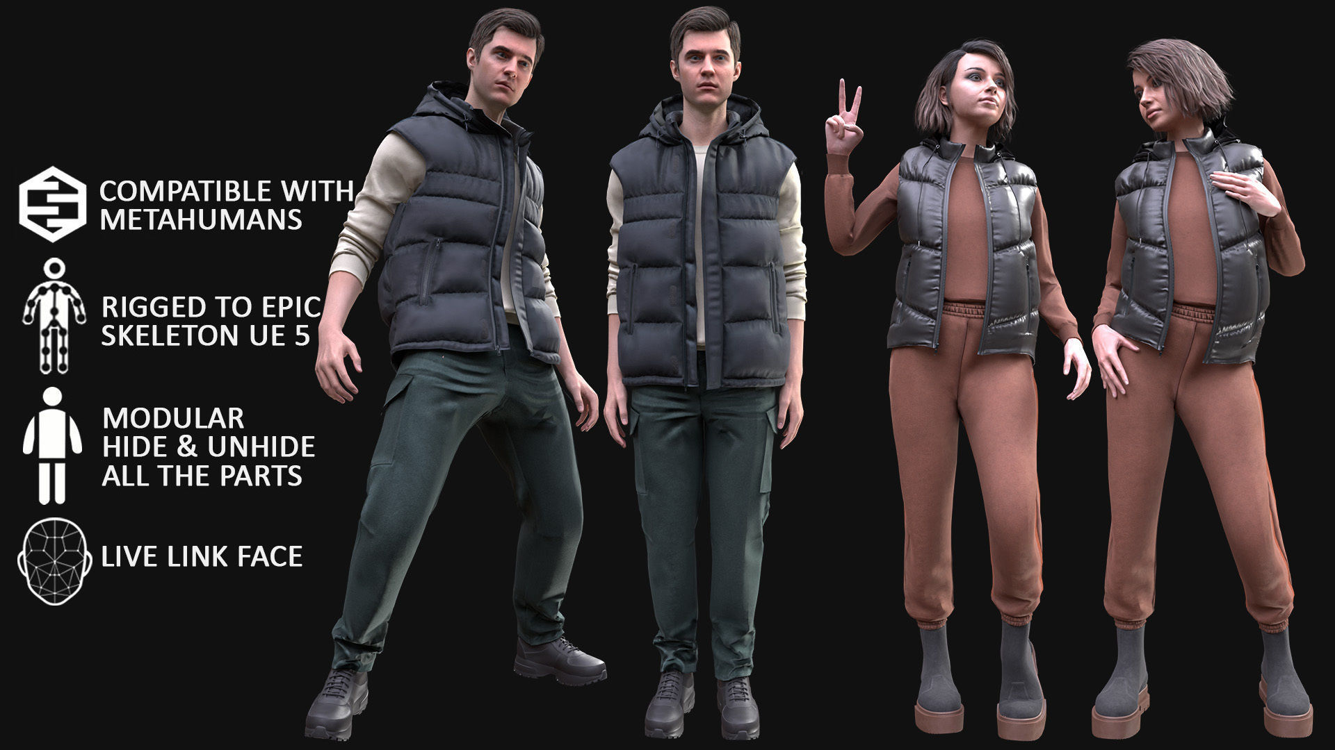 Mens and Womens Autumn Outfits 3D Model Collection_4