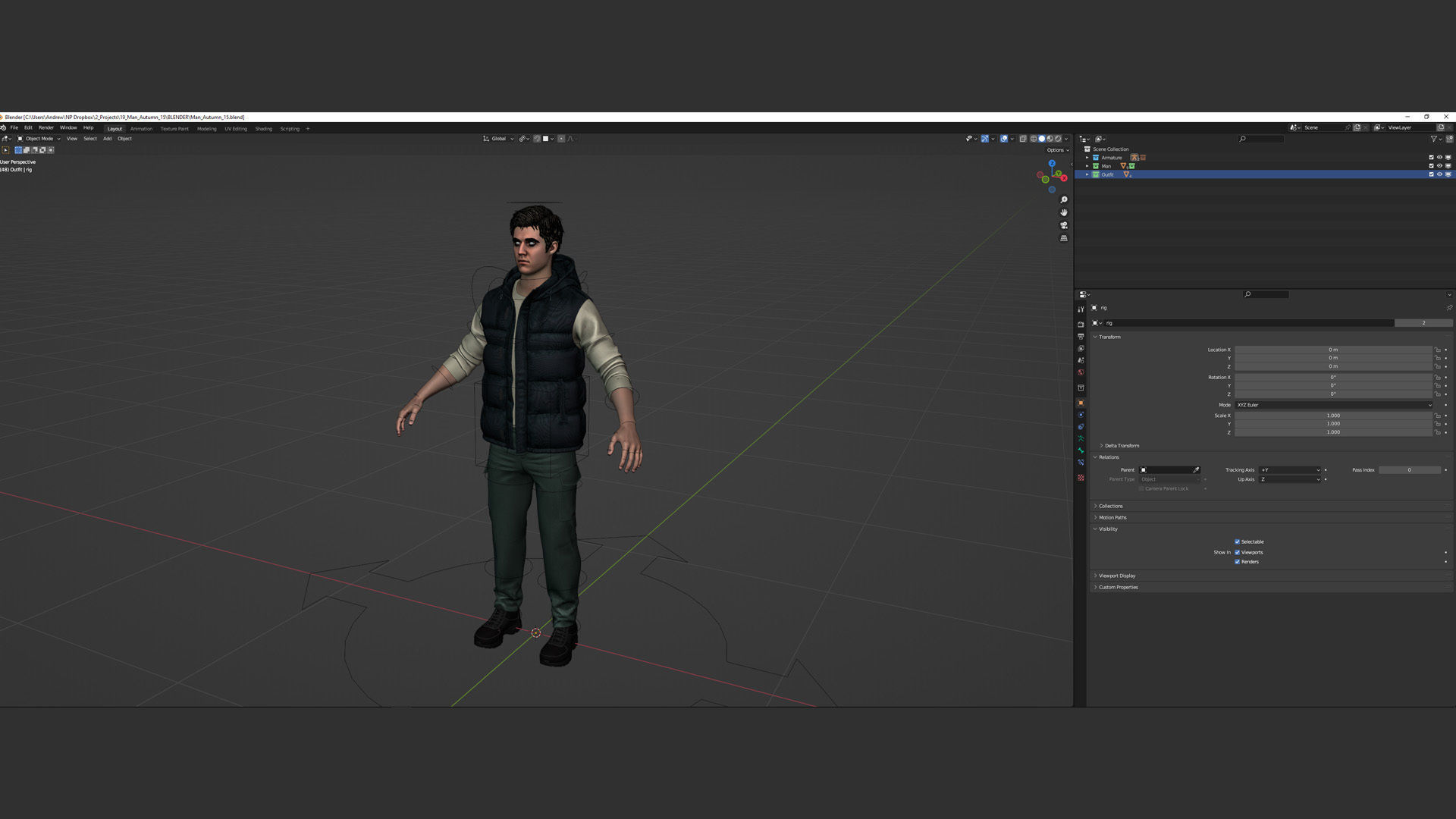 Mens and Womens Autumn Outfits 3D Model Collection_9