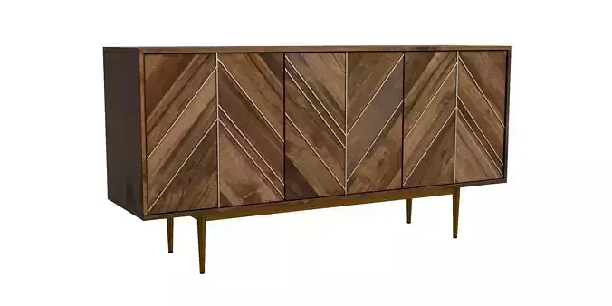 Large Dark Hunton Oak Wood Sideboard