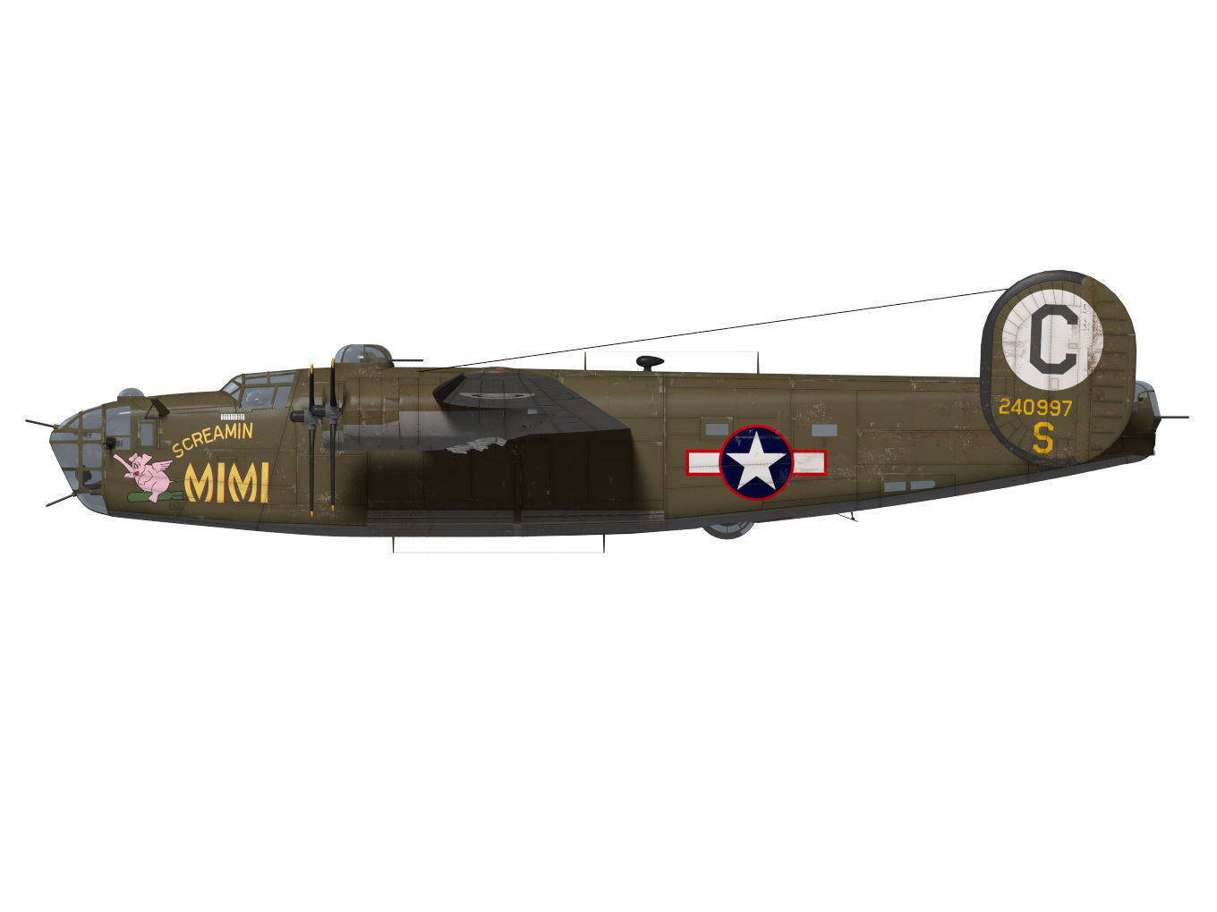 consolidated B24D liberator 3D model_9