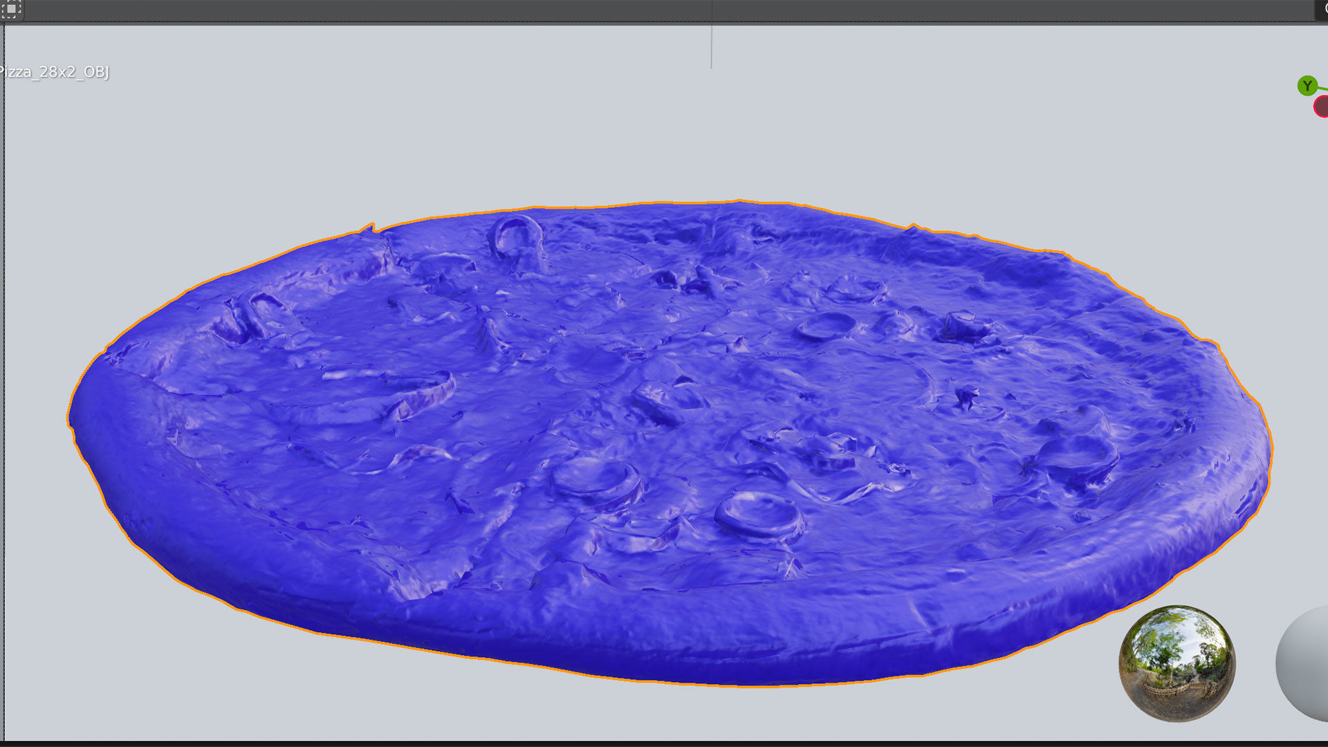 Pizza with onions salamy meat and cucumber 3D model_6