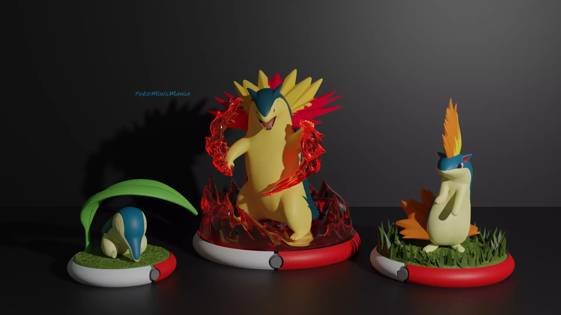 Cyndaquil Quilava and Typhlosion 3D print model 3D print model_0