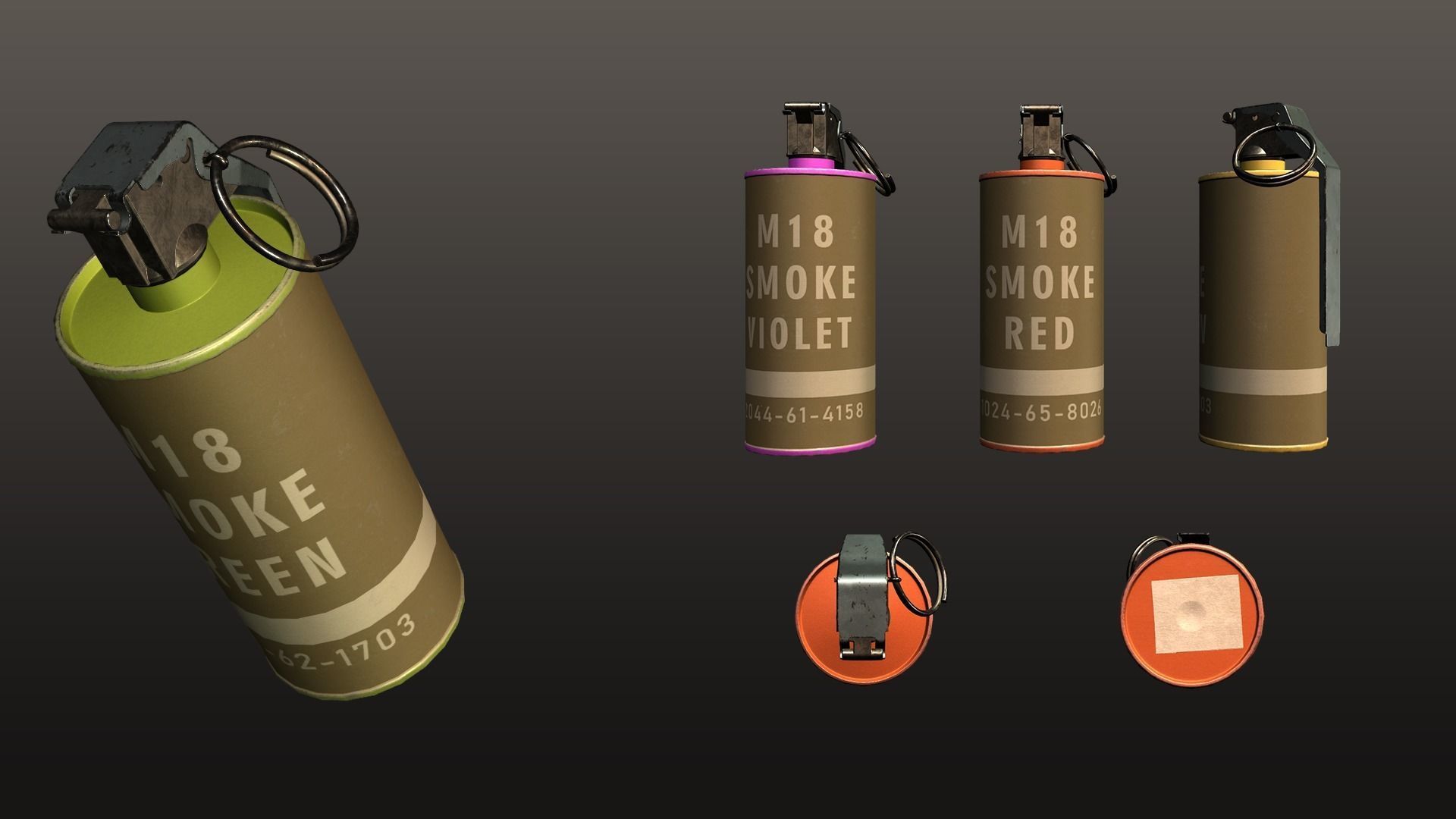 Tactical Grenades Low-poly 3D model_7