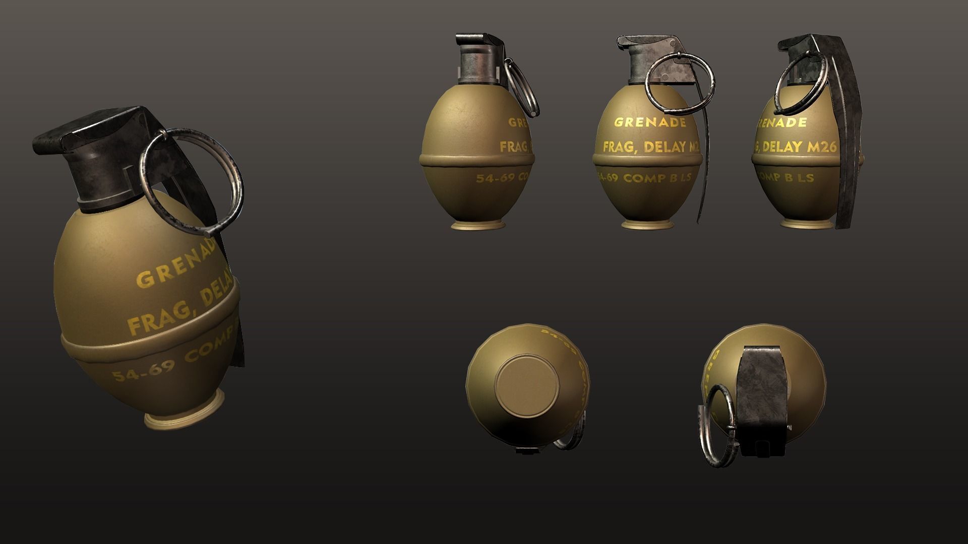Tactical Grenades Low-poly 3D model_6
