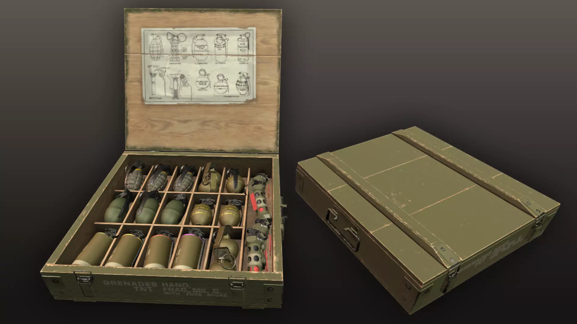 Tactical Grenades Low-poly 3D model_0