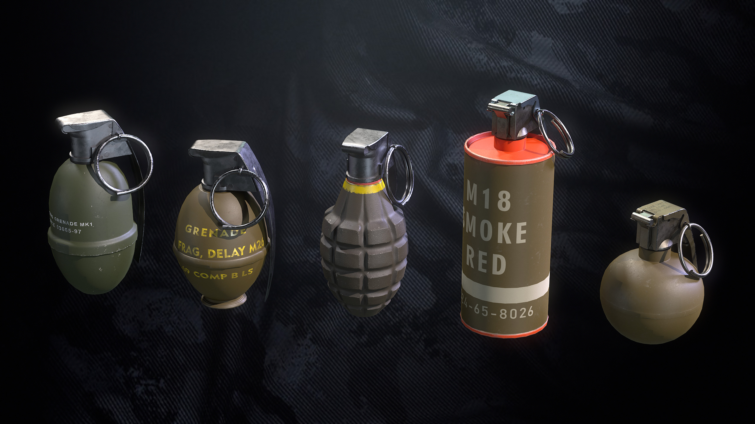 Tactical Grenades Low-poly 3D model_16