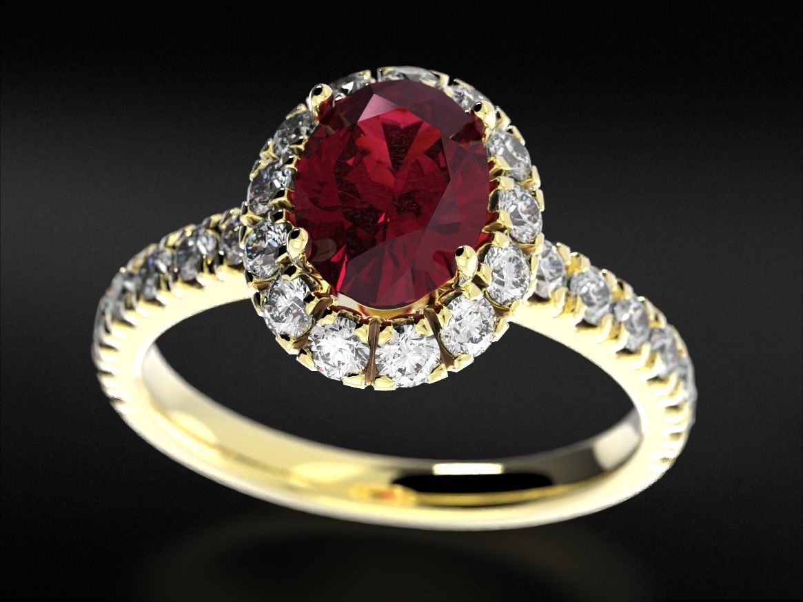 Engagement ring with diamonds and one large diamond 692v2 3D print model_3