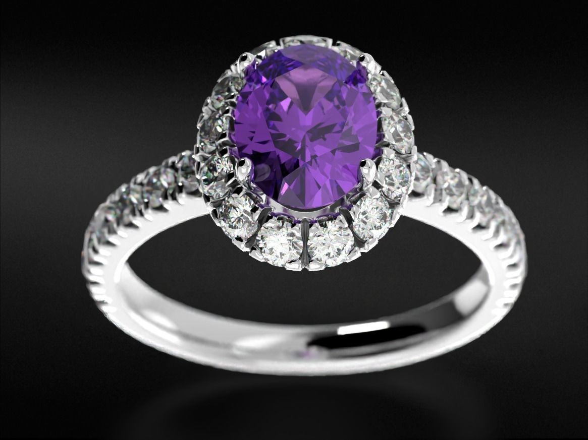 Engagement ring with diamonds and one large diamond 692v2 3D print model_7