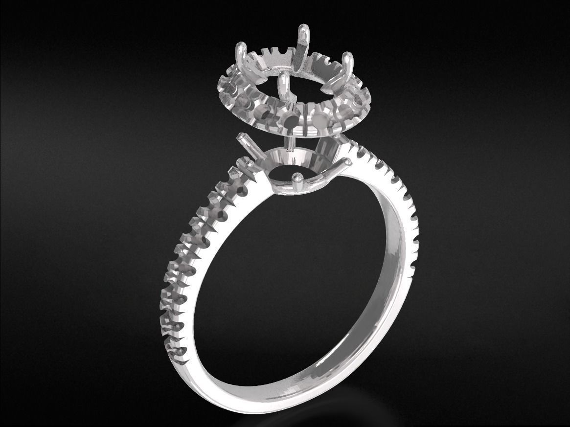 Engagement ring with diamonds and one large diamond 692v2 3D print model_12