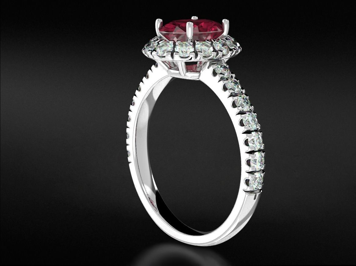 Engagement ring with diamonds and one large diamond 692v2 3D print model_11