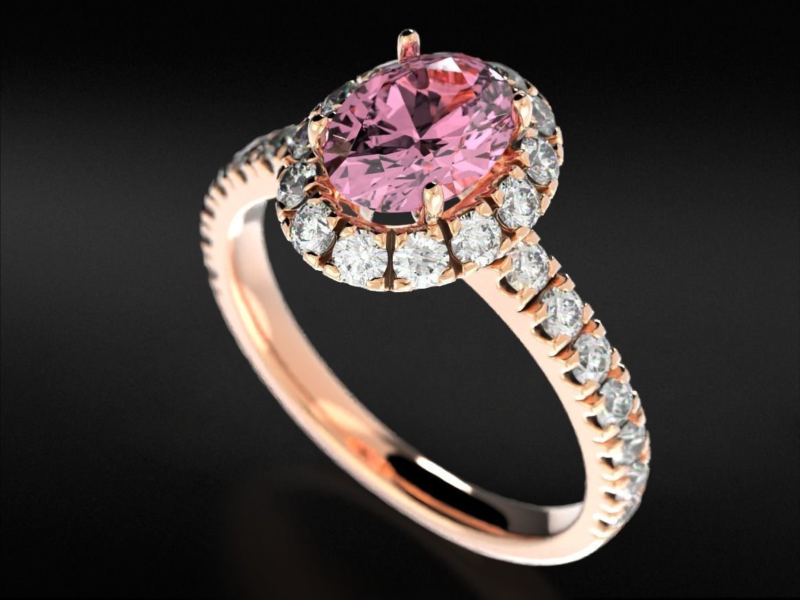 Engagement ring with diamonds and one large diamond 692v2 3D print model_4