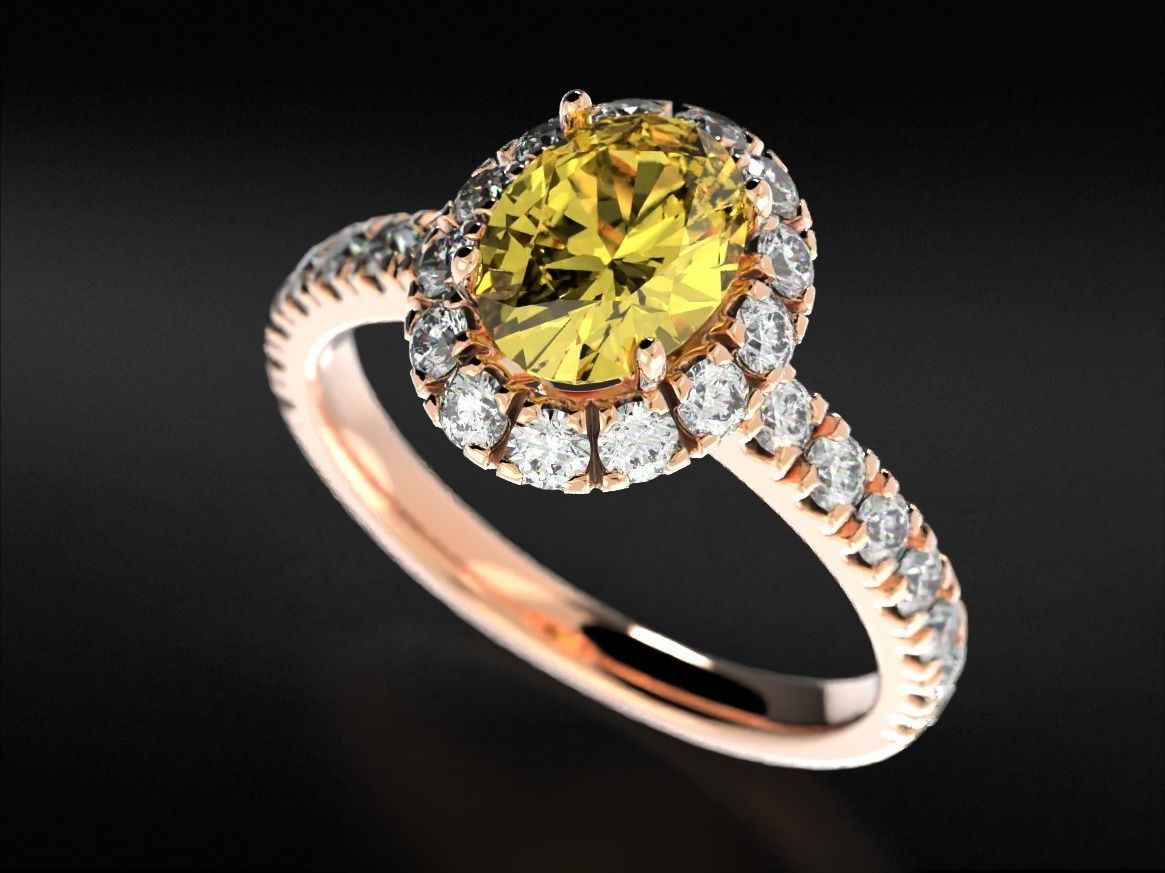 Engagement ring with diamonds and one large diamond 692v2 3D print model_5