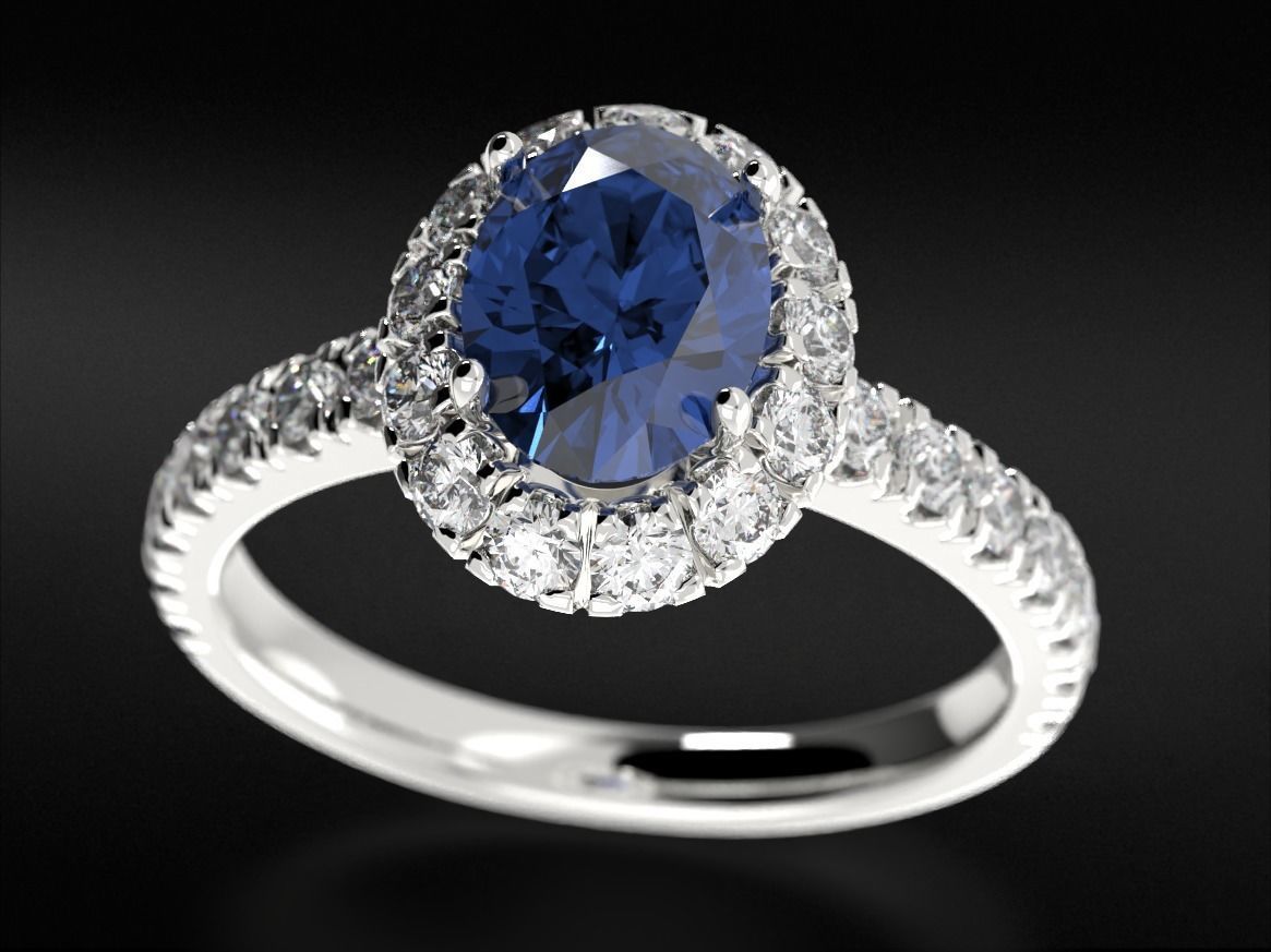 Engagement ring with diamonds and one large diamond 692v2 3D print model_2