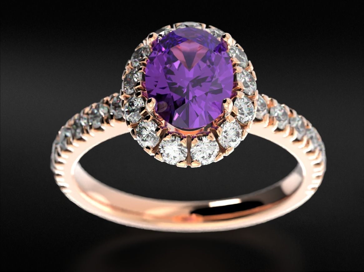 Engagement ring with diamonds and one large diamond 692v2 3D print model_6