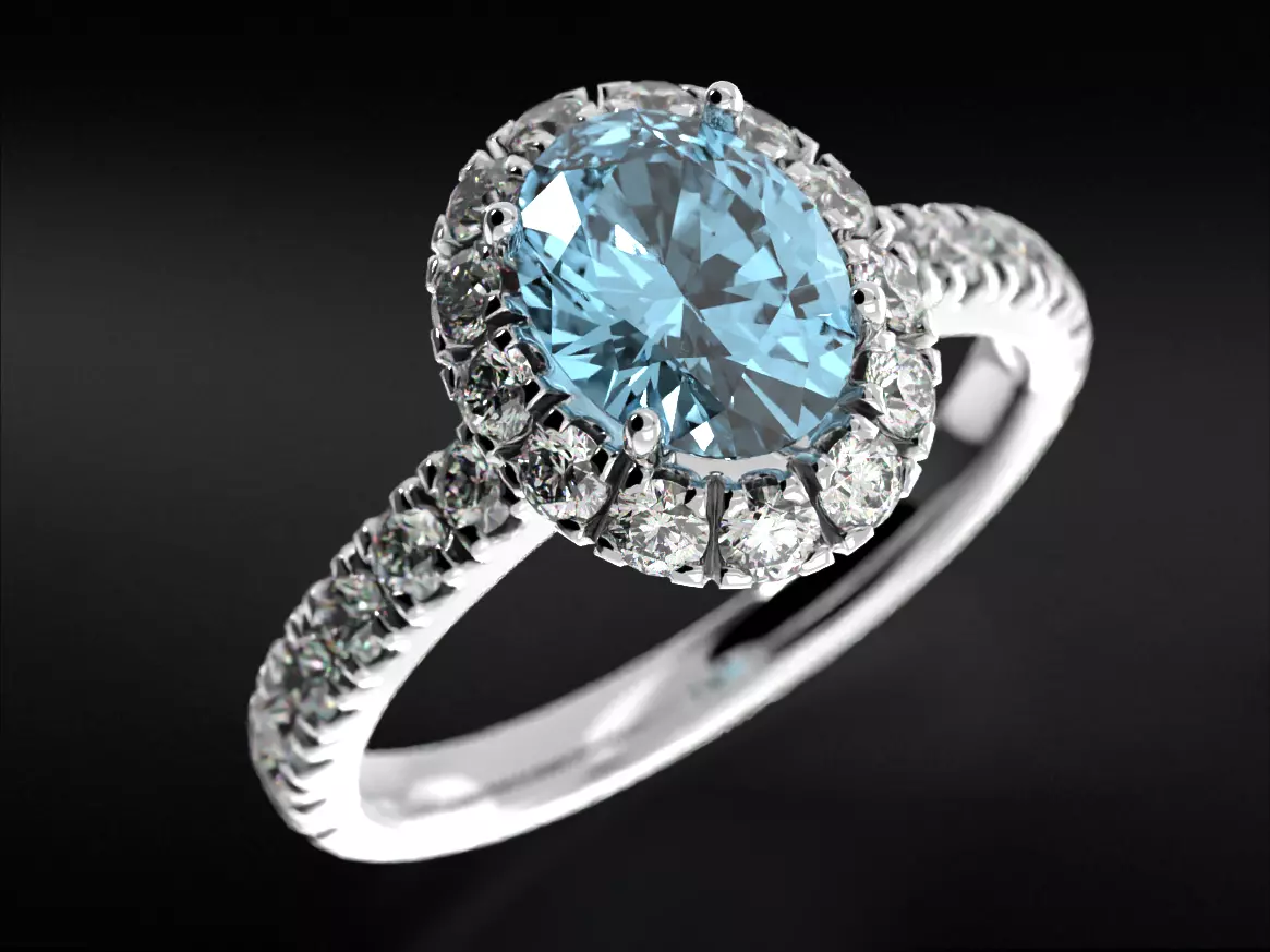 Engagement ring with diamonds and one large diamond 692v2 3D print model_0