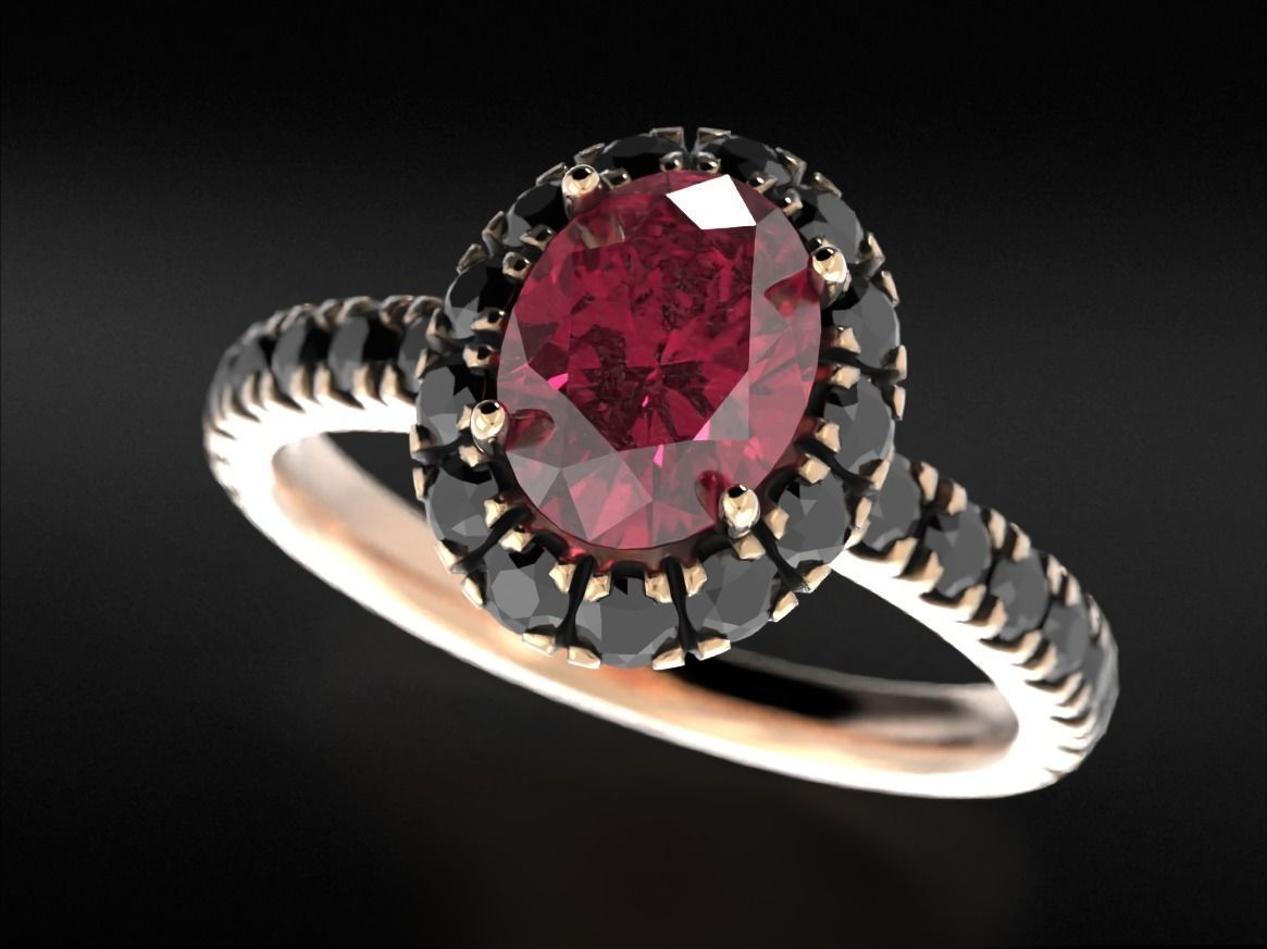 Engagement ring with diamonds and one large diamond 692v2 3D print model_8