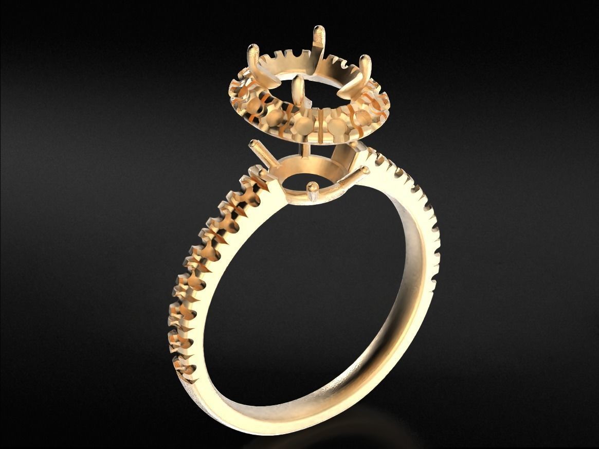 Engagement ring with diamonds and one large diamond 692v2 3D print model_13