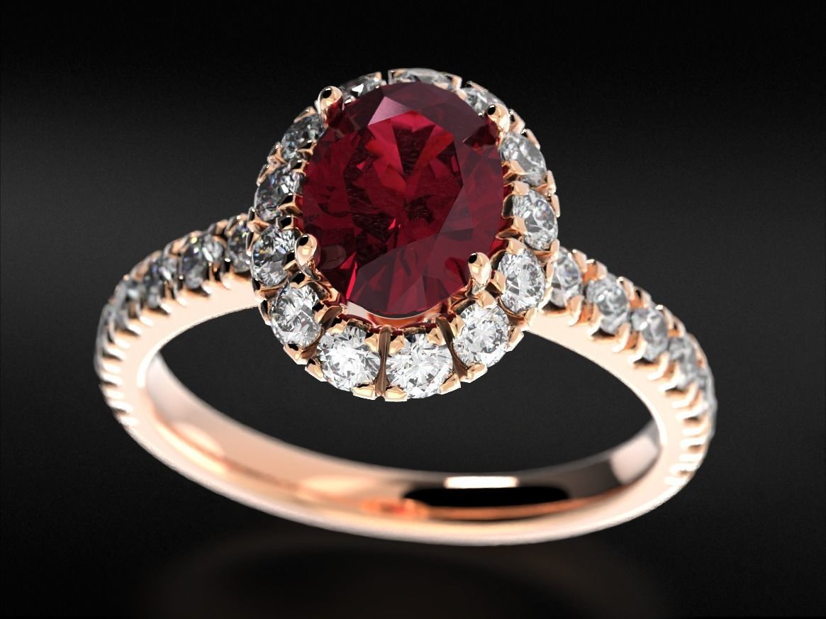 Engagement ring with diamonds and one large diamond 692v2 3D print model_1