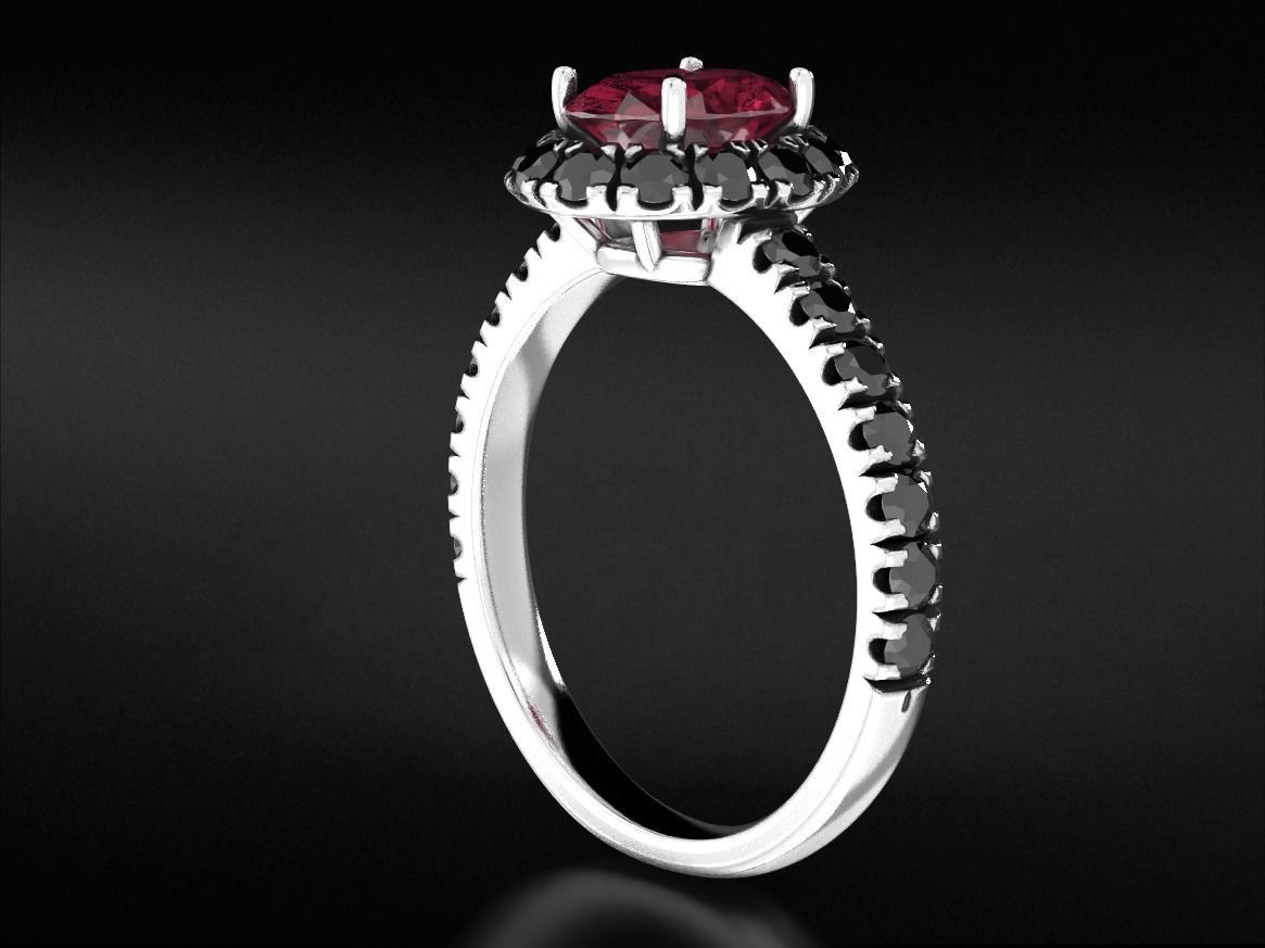 Engagement ring with diamonds and one large diamond 692v2 3D print model_10