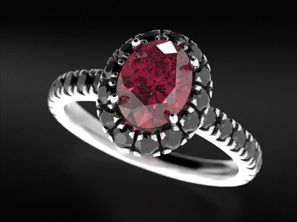 Engagement ring with diamonds and one large diamond 692v2 3D print model_9