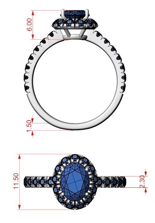 Engagement ring with diamonds and one large diamond 692v2 3D print model_14