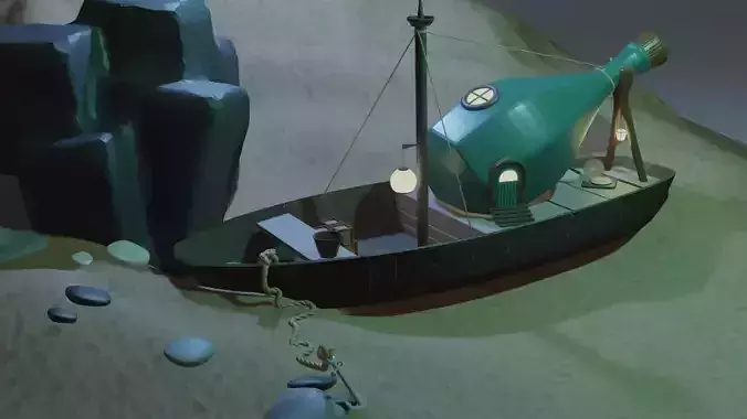 Bottle house on boat