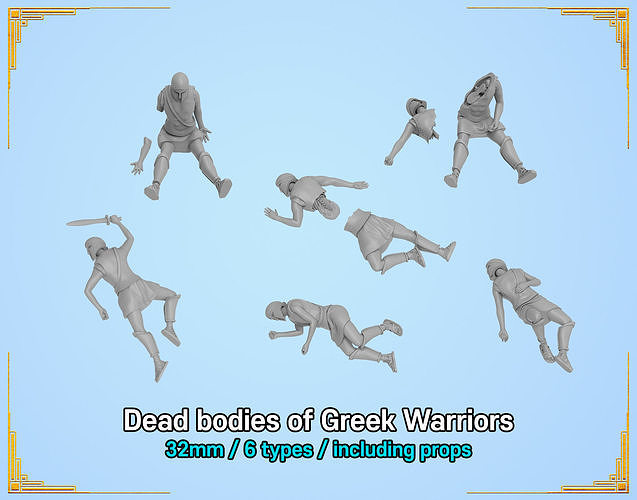 Dead bodies of Greek Hoplites 3D print model