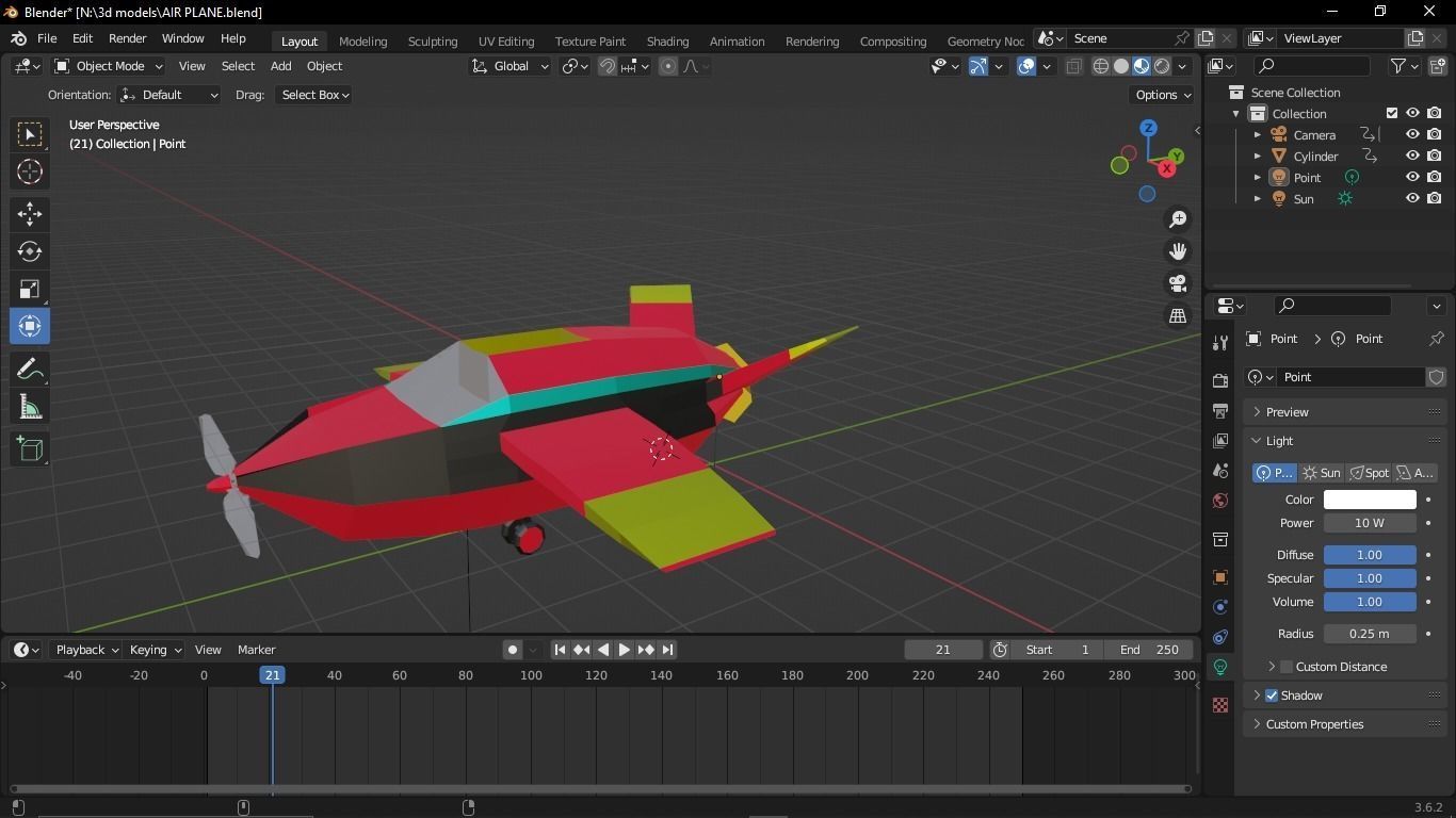 cartoon  airplane with animation  Free low-poly 3D model_2