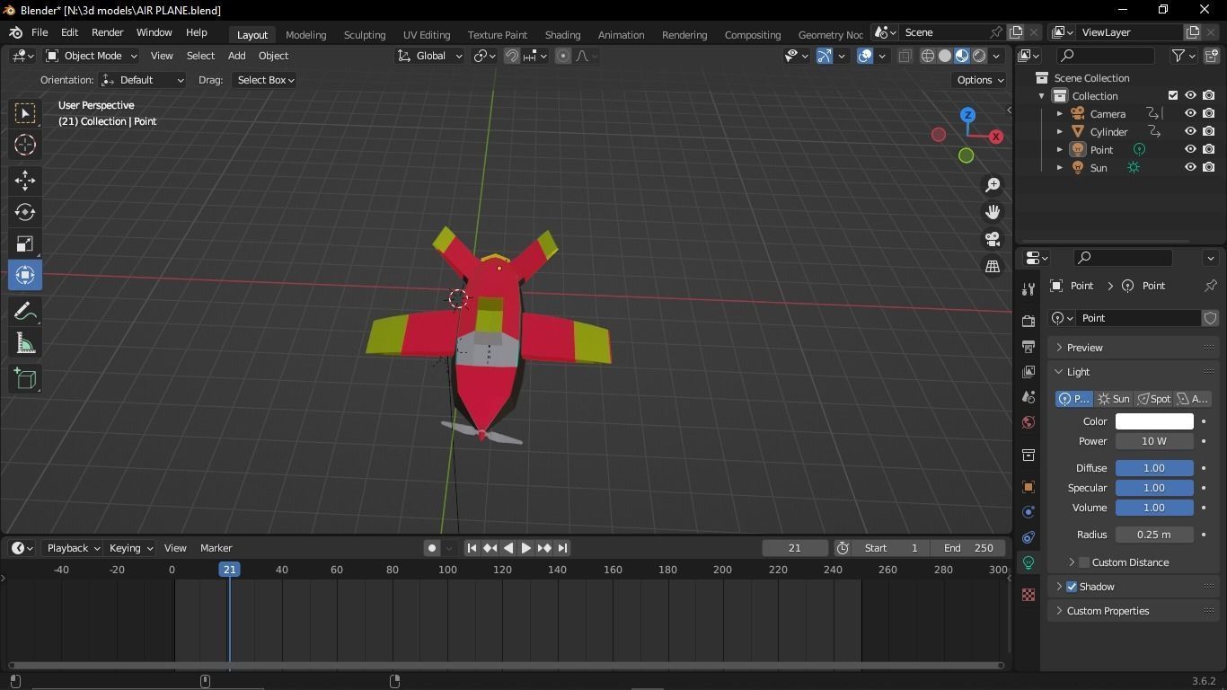 cartoon  airplane with animation  Free low-poly 3D model_1