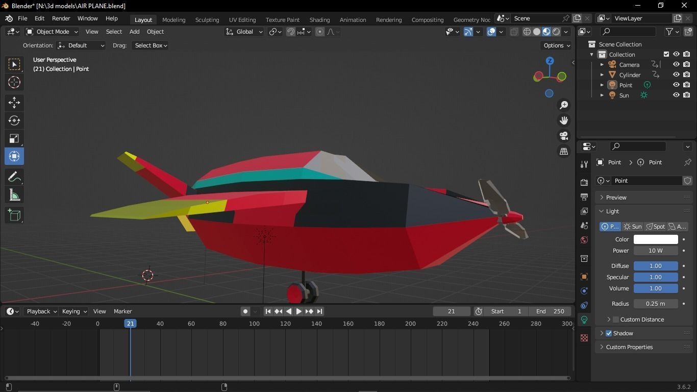cartoon  airplane with animation  Free low-poly 3D model_3