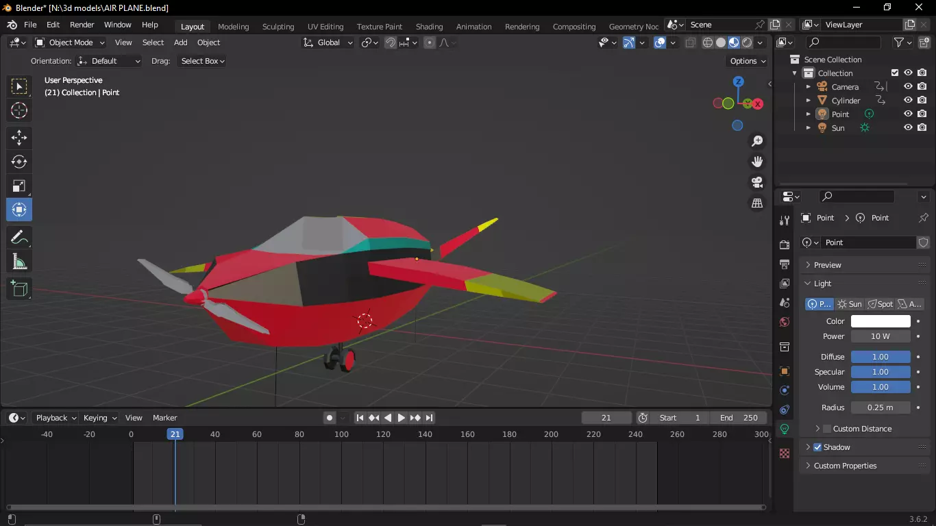 cartoon  airplane with animation  Free low-poly 3D model_0