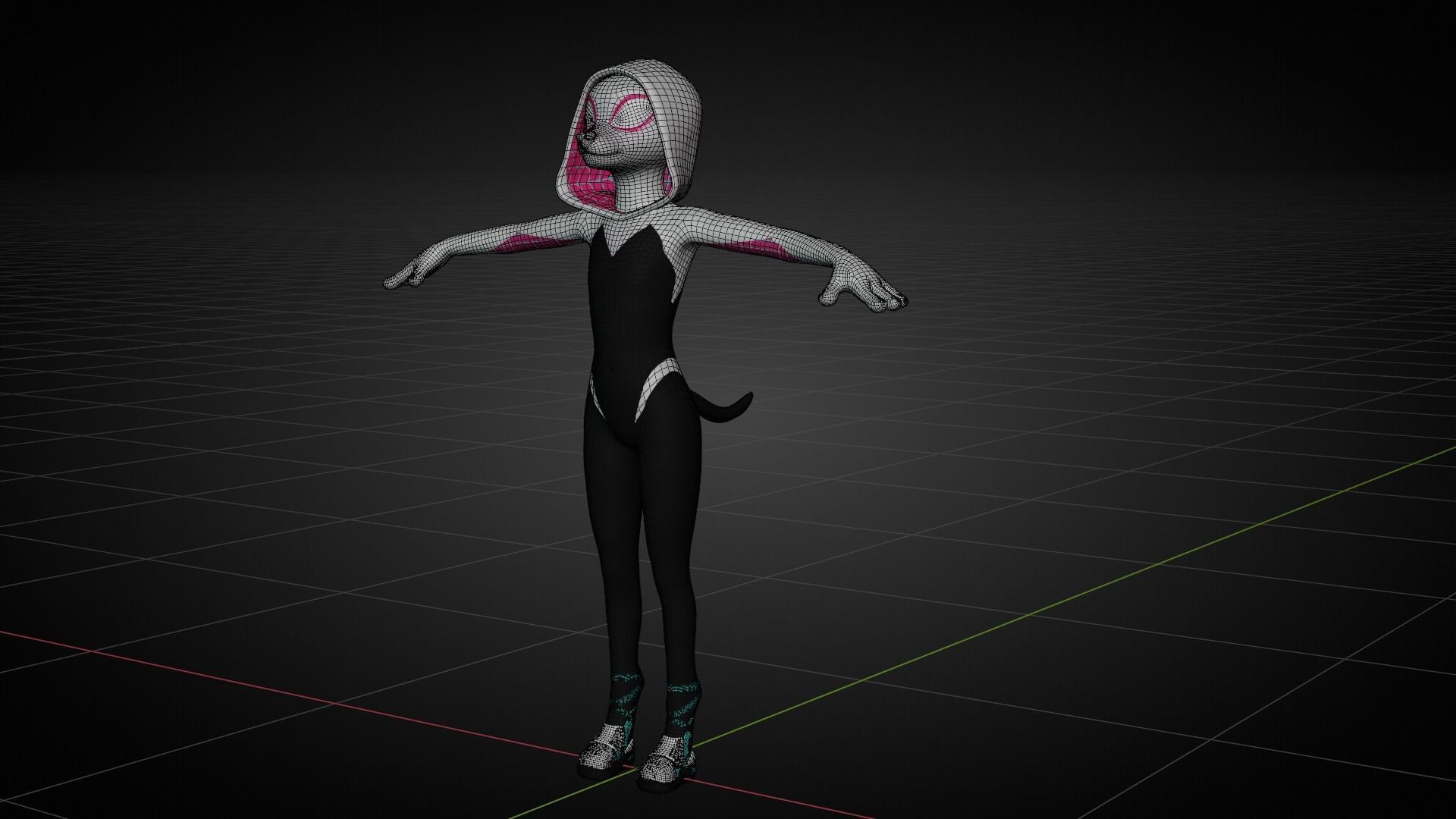 Asha Anthro Dalmatian  Low-poly 3D model_8