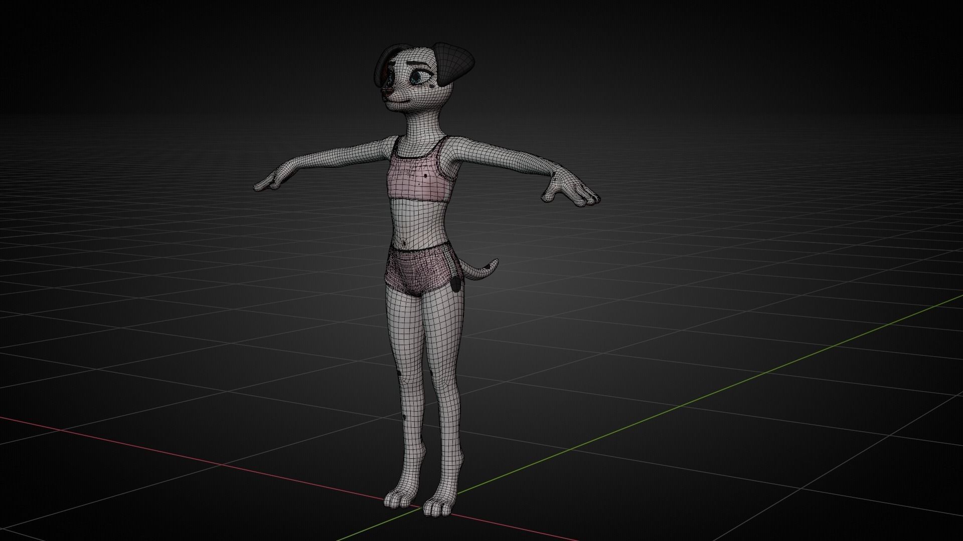 Asha Anthro Dalmatian  Low-poly 3D model_7