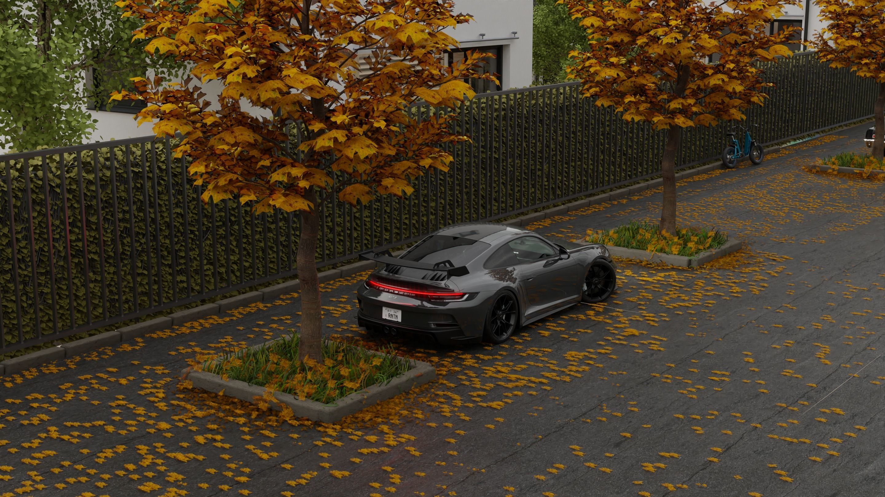 Free Automotive Autumn Scene 3D Blender File Textured Free 3D model_3